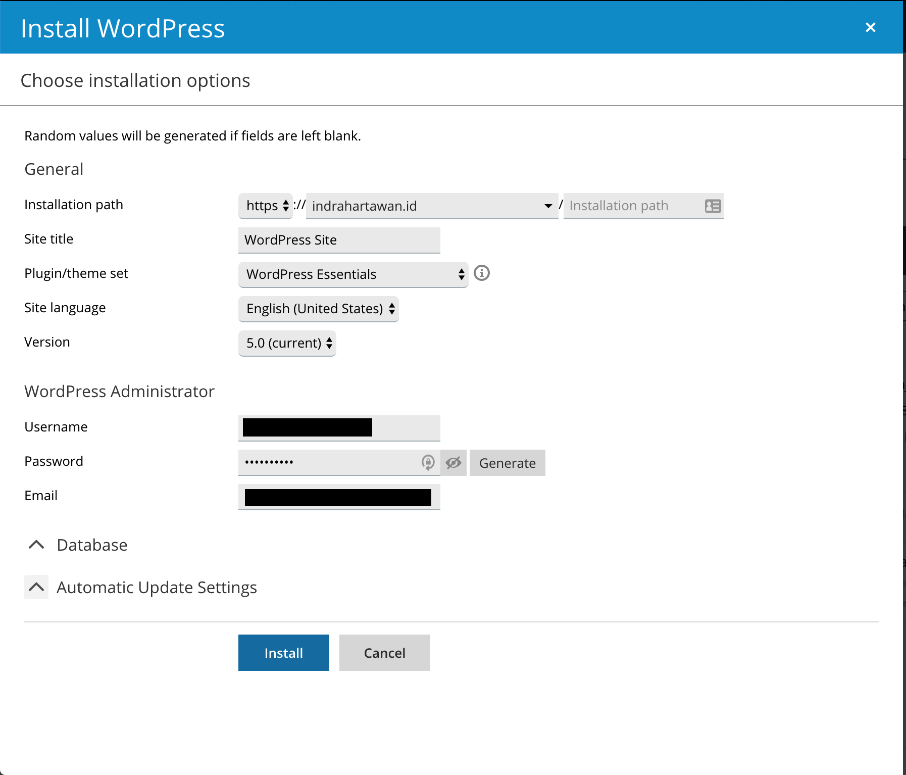 WP configuration