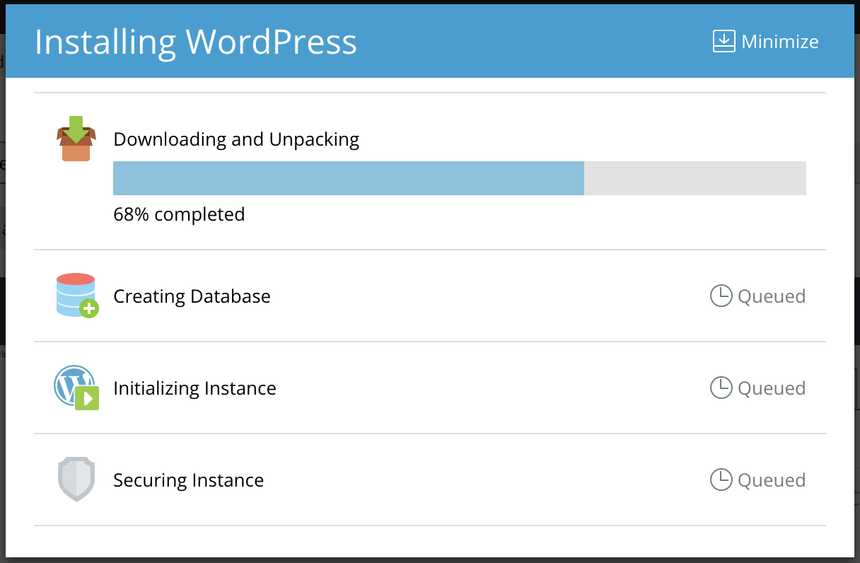 WP Install progress